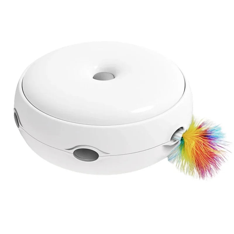 Smart Electric Cat Toy Interactive Turntable Funny Game Toy for Kitten Cat Play Moving Toy with Feather Cat Teaser Accessory