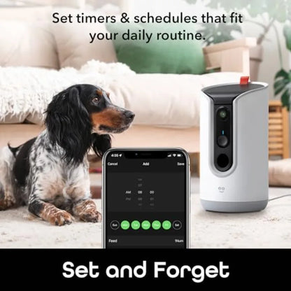 Pet Treat Dispenser with Camera - 2K HD Wifi Enabled Dog and Cat Automatic Smart Feeder Two-Way Audio Night Vision Auto-Follow