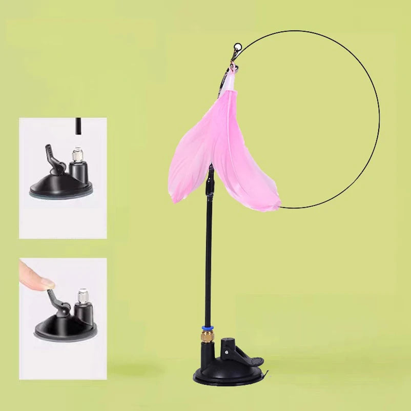 New Powerful Suction Cat-Teasing Stick with Bell Long Rod Detachable Cat Self Hi Toy Amazon Pet Supplies