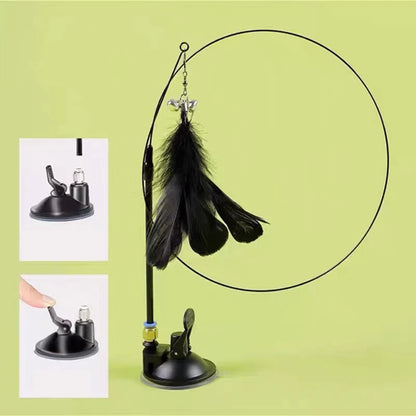 New Powerful Suction Cat-Teasing Stick with Bell Long Rod Detachable Cat Self Hi Toy Amazon Pet Supplies