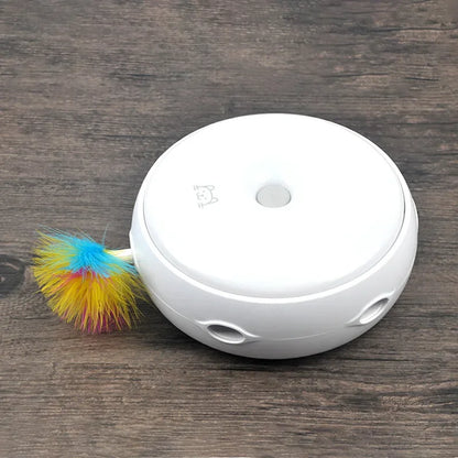 Smart Electric Cat Toy Interactive Turntable Funny Game Toy for Kitten Cat Play Moving Toy with Feather Cat Teaser Accessory