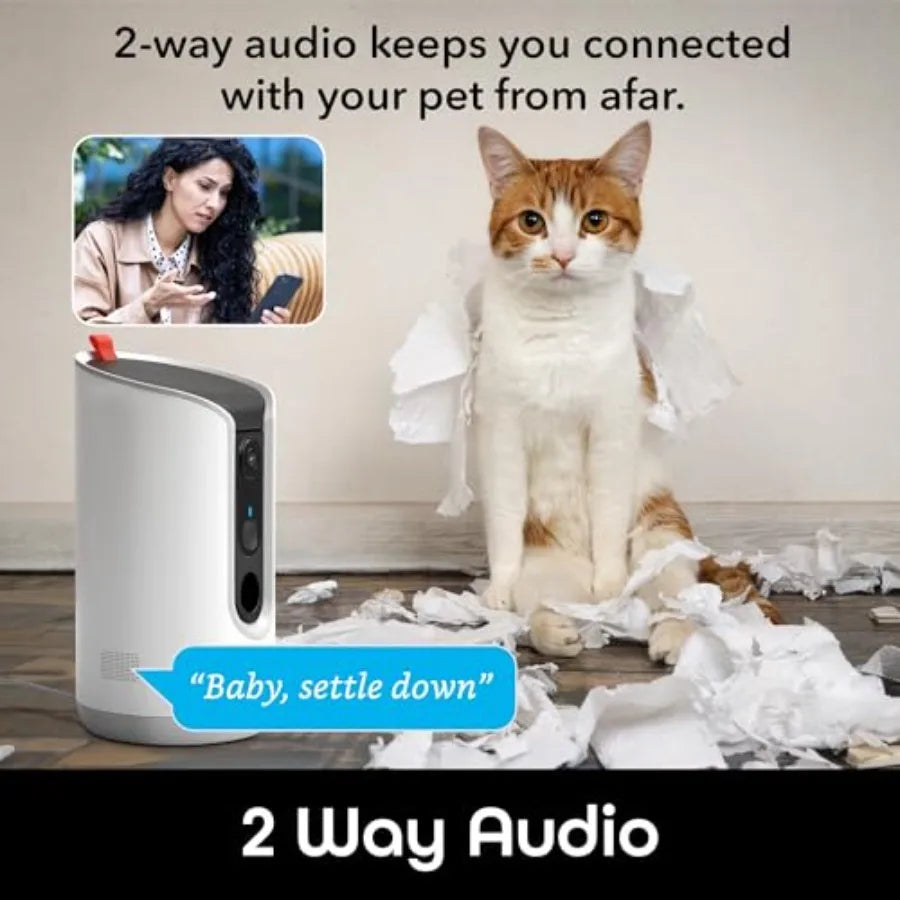 Pet Treat Dispenser with Camera - 2K HD Wifi Enabled Dog and Cat Automatic Smart Feeder Two-Way Audio Night Vision Auto-Follow