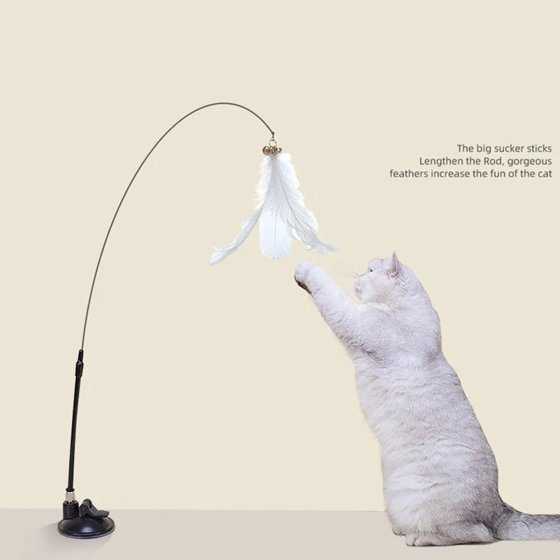 New Powerful Suction Cat-Teasing Stick with Bell Long Rod Detachable Cat Self Hi Toy Amazon Pet Supplies