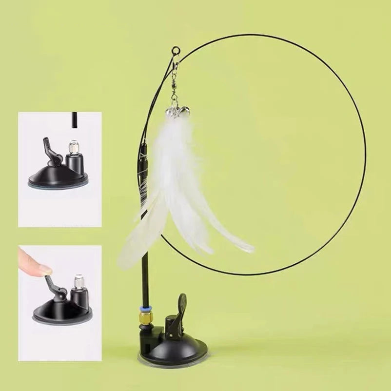 New Powerful Suction Cat-Teasing Stick with Bell Long Rod Detachable Cat Self Hi Toy Amazon Pet Supplies