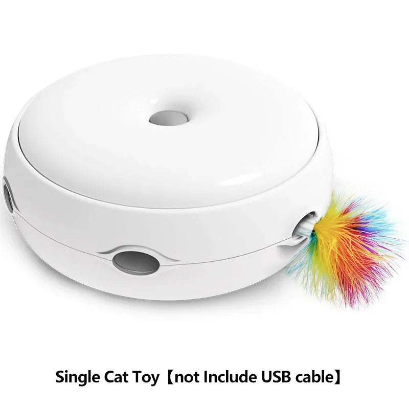 Smart Electric Cat Toy Interactive Turntable Funny Game Toy for Kitten Cat Play Moving Toy with Feather Cat Teaser Accessory