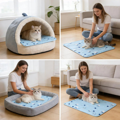 Cooling Pet Mat Breathable Washable Summer Pad Dog Cat Self Cool Blanket for Kennel Crate and Bed Sleeping Dog Cooling Pad