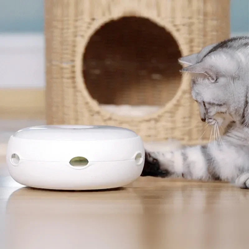 Smart Electric Cat Toy Interactive Turntable Funny Game Toy for Kitten Cat Play Moving Toy with Feather Cat Teaser Accessory