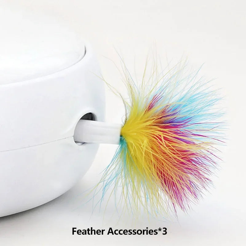 Smart Electric Cat Toy Interactive Turntable Funny Game Toy for Kitten Cat Play Moving Toy with Feather Cat Teaser Accessory